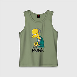 Майка детская хлопок Mr. Burns: I get money, цвет: авокадо