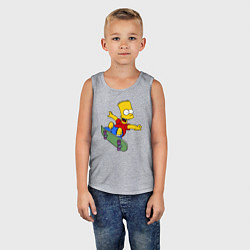 Майка детская хлопок Барт на скейте, цвет: меланж — фото 2