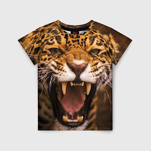 Детская футболка Ярость леопарда / 3D-принт – фото 1