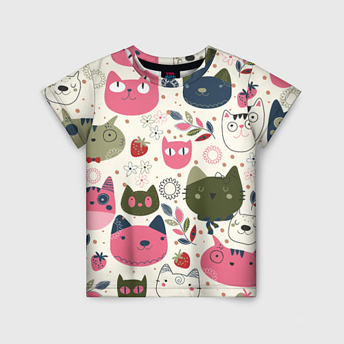 Детская футболка Радостные котики / 3D-принт – фото 1