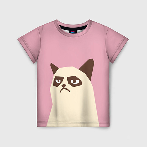 Детская футболка Grumpy cat pink / 3D-принт – фото 1