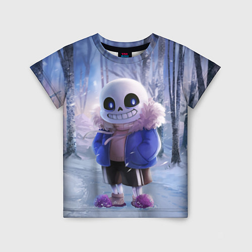 Детская футболка Winter forest & Sans / 3D-принт – фото 1