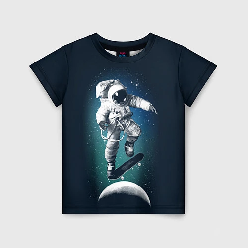Детская футболка Космический скейтбординг / 3D-принт – фото 1