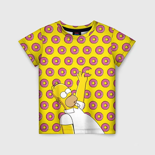 Детская футболка Пончики Гомера Симпсона / 3D-принт – фото 1