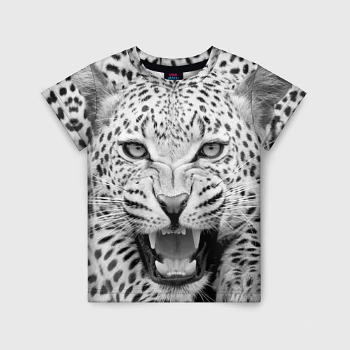 Детская футболка Белый леопард / 3D-принт – фото 1
