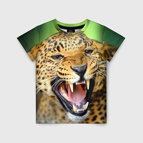 Детская футболка Свирепый леопард / 3D-принт – фото 1