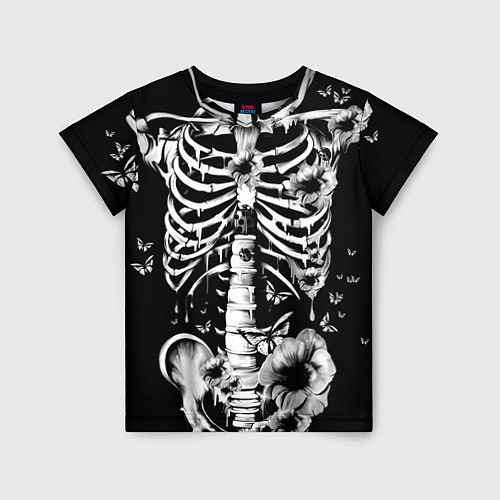Детская футболка Floral Skeleton / 3D-принт – фото 1