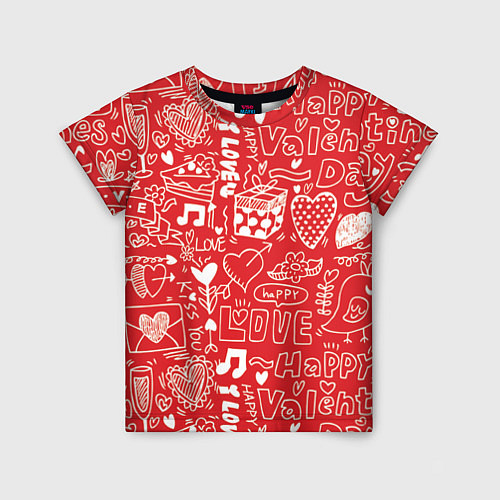 Детская футболка Happy Valentine / 3D-принт – фото 1