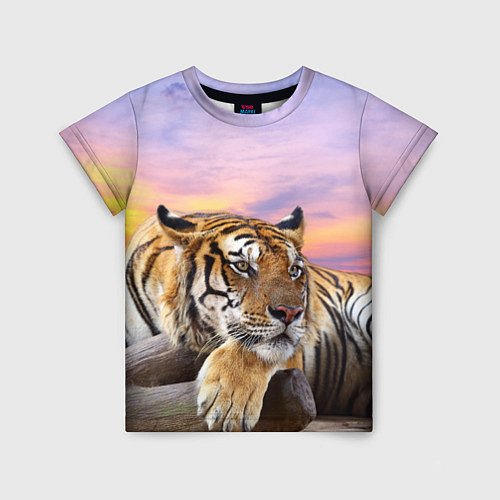 Детская футболка Тигр на закате / 3D-принт – фото 1