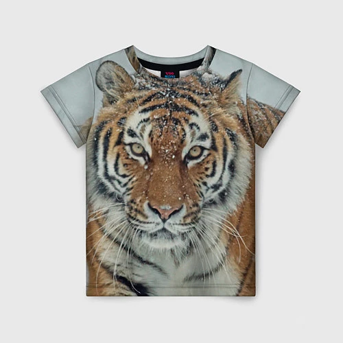 Детская футболка Тигр в снегу / 3D-принт – фото 1