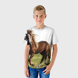 Футболка детская Бегущая лошадь, цвет: 3D-принт — фото 2