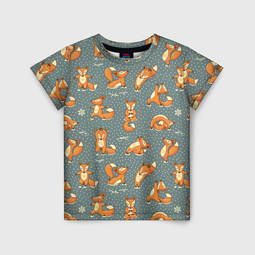 Детская футболка Foxes Yoga / 3D-принт – фото 1