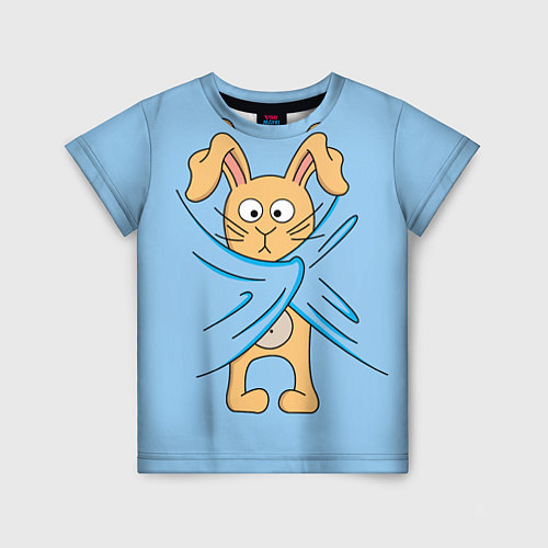 Детская футболка Стеснительный кролик / 3D-принт – фото 1