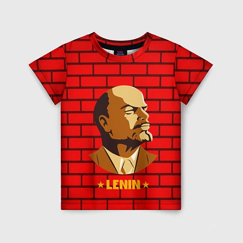 Детская футболка Ленин: красная стена / 3D-принт – фото 1