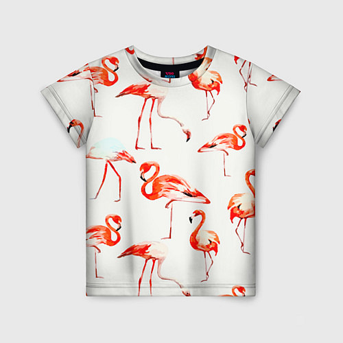 Детская футболка Оранжевые фламинго / 3D-принт – фото 1
