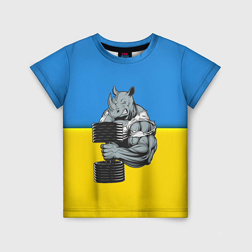 Детская футболка Спортивный носорог / 3D-принт – фото 1