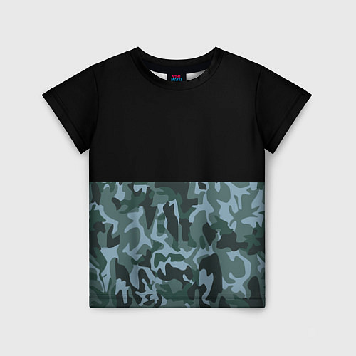 Детская футболка Камуфляж: черный/синий / 3D-принт – фото 1