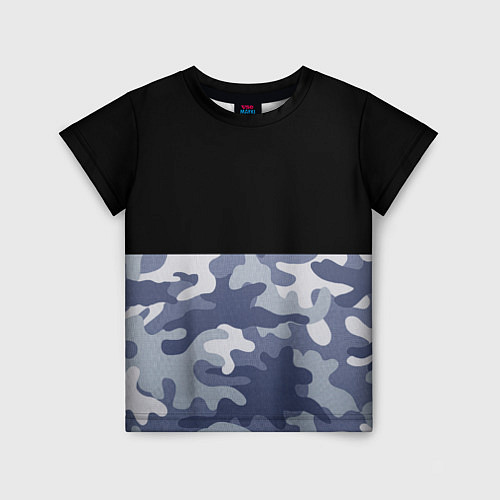 Детская футболка Камуфляж: черный/голубой / 3D-принт – фото 1