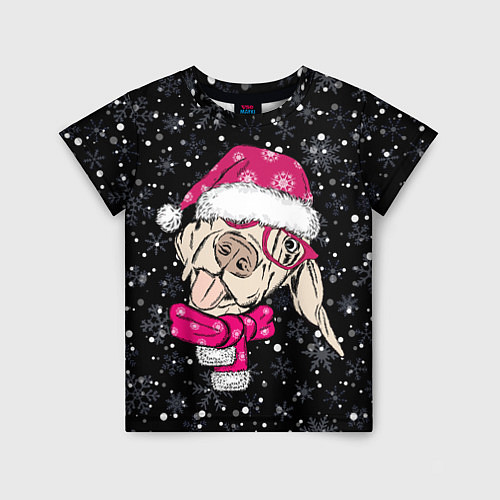 Детская футболка Собака Санта / 3D-принт – фото 1