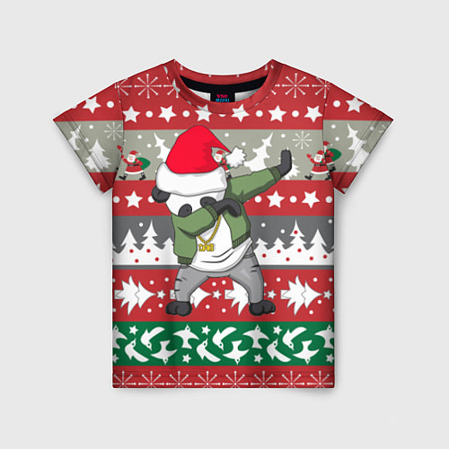 Детская футболка Panda Dab: Xmas / 3D-принт – фото 1