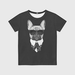 Футболка детская Бульдог в черном, цвет: 3D-принт