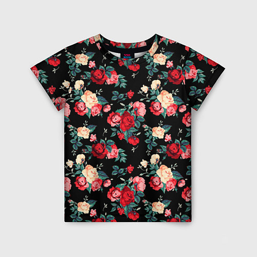 Детская футболка Кустовые розы / 3D-принт – фото 1