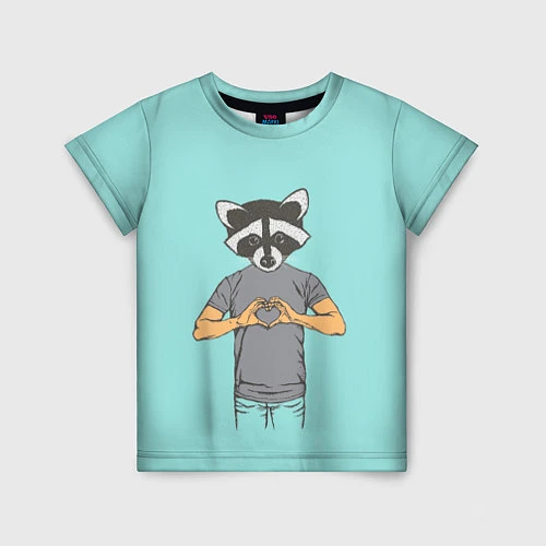 Детская футболка Влюбленный мистер енот / 3D-принт – фото 1
