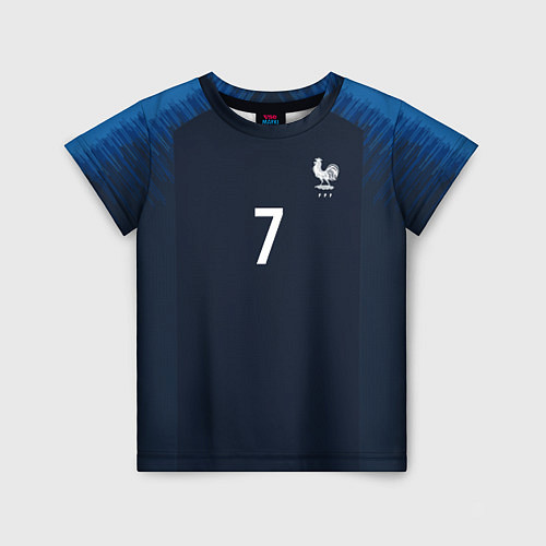 Детская футболка Сборная Франции: Гризманн домашняя 18/19 / 3D-принт – фото 1