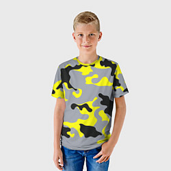 Футболка детская Yellow & Grey Camouflage, цвет: 3D-принт — фото 2