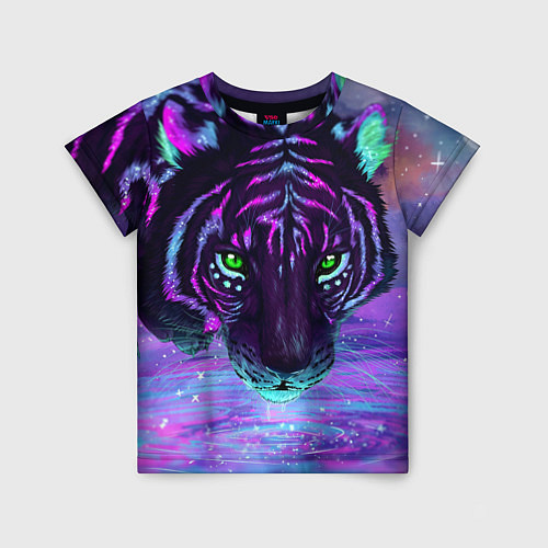 Детская футболка Неоновый тигр / 3D-принт – фото 1