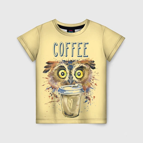 Детская футболка Owls like coffee / 3D-принт – фото 1