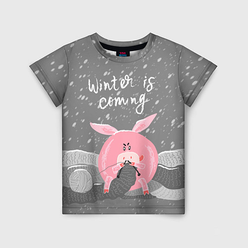 Детская футболка Pig: Winter is Coming / 3D-принт – фото 1