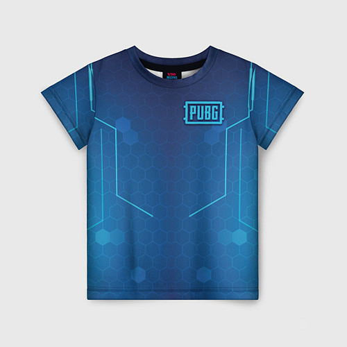 Детская футболка PUBG: Blue Hexagons / 3D-принт – фото 1