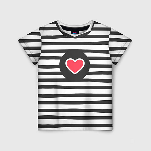 Детская футболка Сердце в полоску / 3D-принт – фото 1