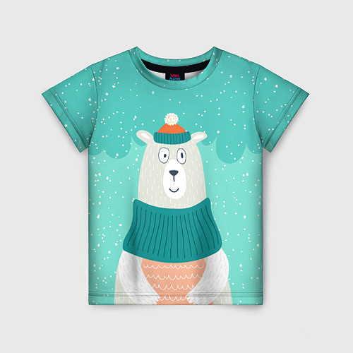 Детская футболка Зимний Мишка / 3D-принт – фото 1