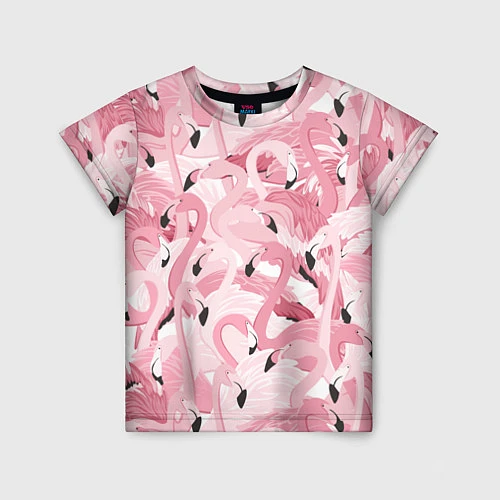 Детская футболка Розовый фламинго / 3D-принт – фото 1