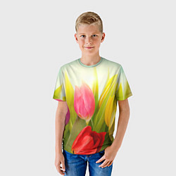 Футболка детская Цветущие тюльпаны, цвет: 3D-принт — фото 2