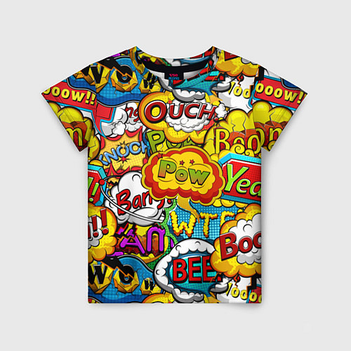 Детская футболка Звуки комиксов / 3D-принт – фото 1