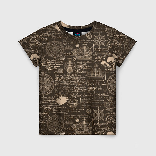 Детская футболка Старая рукопись путешественника / 3D-принт – фото 1