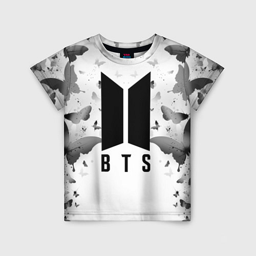 Детская футболка BTS: Grey Butterflies / 3D-принт – фото 1