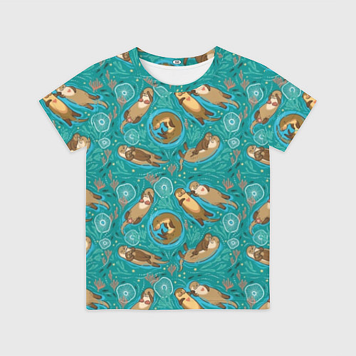 Детская футболка Весёлые выдры - семейство / 3D-принт – фото 1