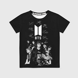 Футболка детская BTS плакат с автографами, цвет: 3D-принт