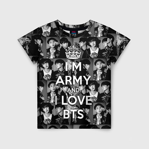 Детская футболка I am army and I lover BTS / 3D-принт – фото 1