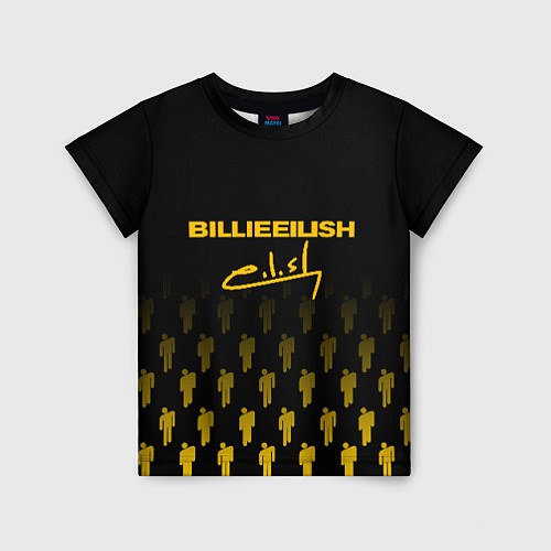 Детская футболка Billie Eilish: Yellow & Black Autograph / 3D-принт – фото 1