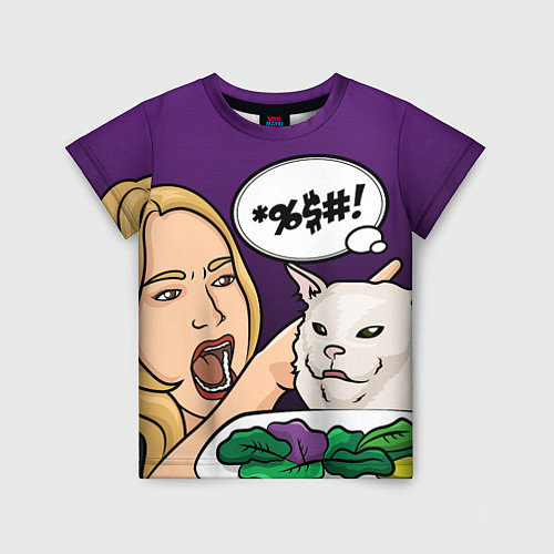 Детская футболка Woman yelling at a cat / 3D-принт – фото 1