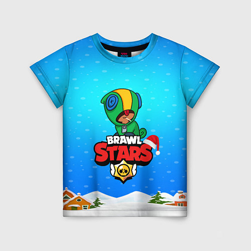 Детская футболка Brawl Stars новогодний LEON / 3D-принт – фото 1