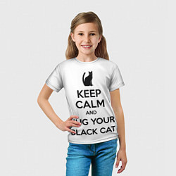 Футболка детская Обними своего черного кота, цвет: 3D-принт — фото 2