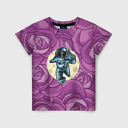 Детская футболка Космонавт в розах / 3D-принт – фото 1