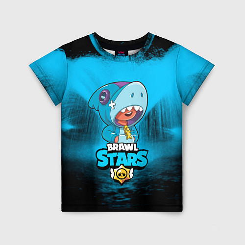 Детская футболка Brawl stars leon shark / 3D-принт – фото 1