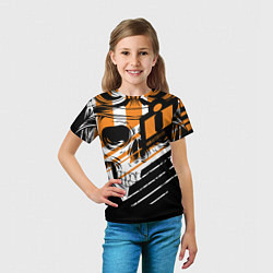 Футболка детская Череп Icon оранжевый, цвет: 3D-принт — фото 2